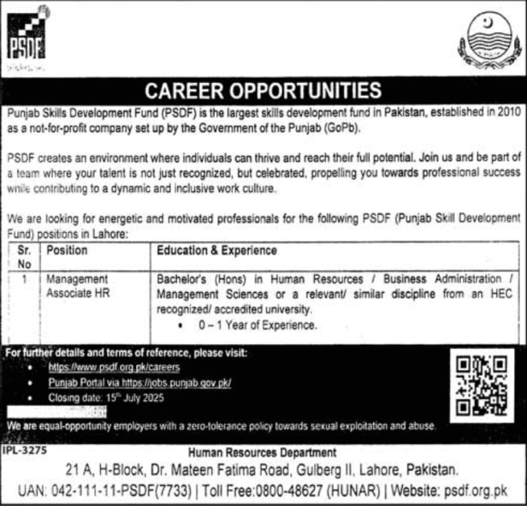 Latest Jobs in Punjab Skills Development Fund (PSDF)
