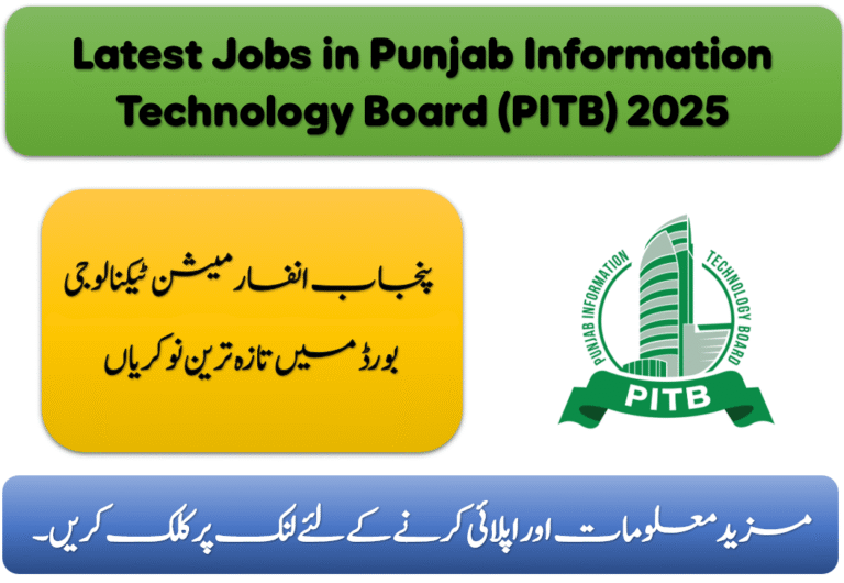 Latest Jobs in Punjab Information Technology Board (PITB) 2025