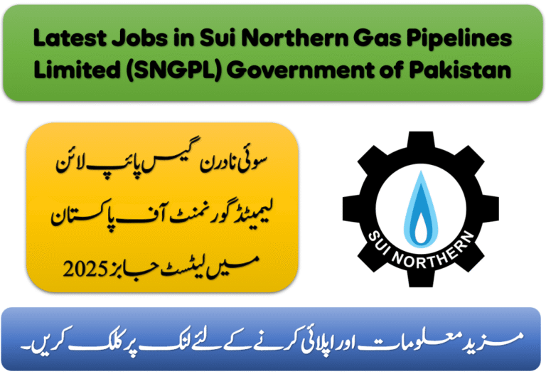 Latest Jobs in Sui Northern Gas Pipelines Limited (SNGPL) Government of Pakistan