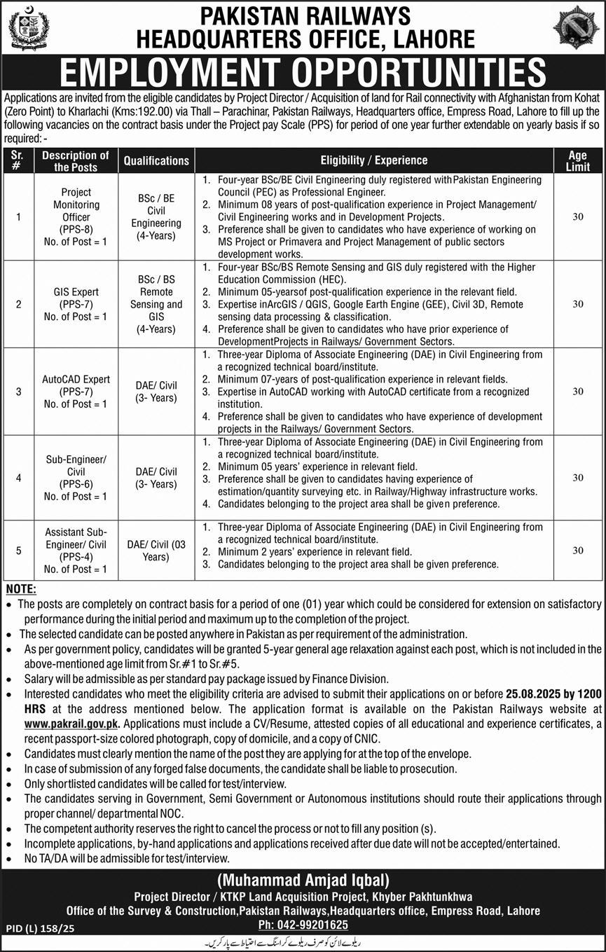 Latest Jobs in Pakistan Railway Government of Pakistan 20255
