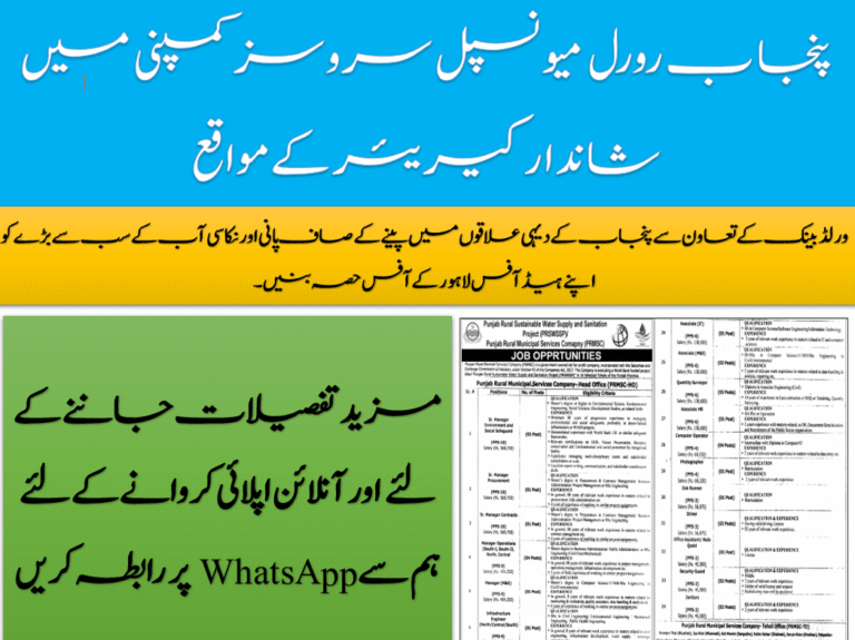 Latest Punjab Rural Sustainable Water Supply and Sanitation Project Jobs