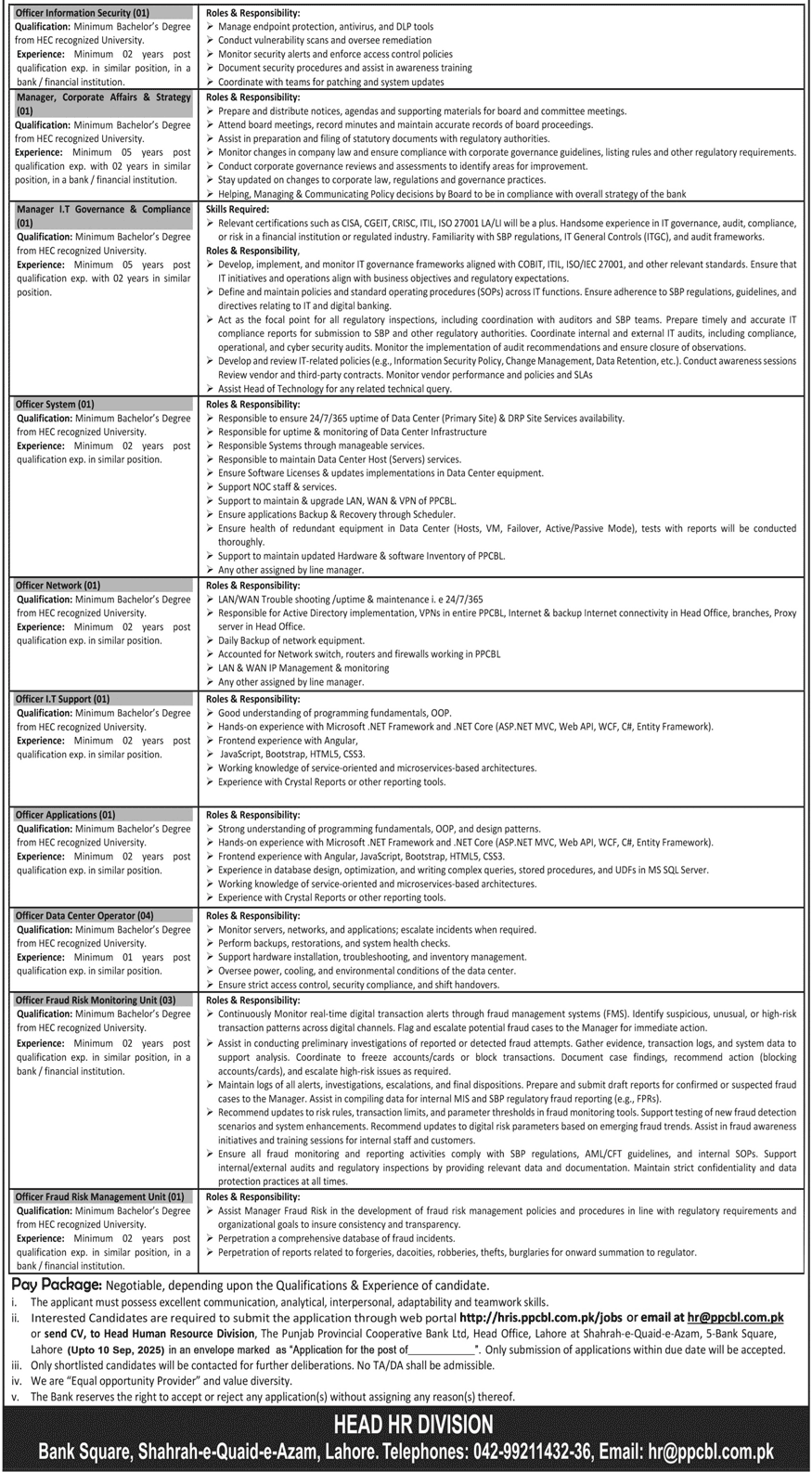 Latest The Punjab Provincial Cooperative Bank Ltd Jobs 2025